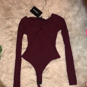 brand new burgundy bodysuit